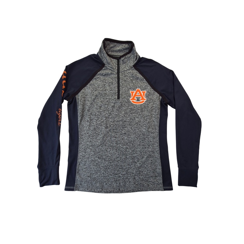 Auburn Tigers Quarter Zip Pullover Women's Large Camp David Gray Navy NCAA
